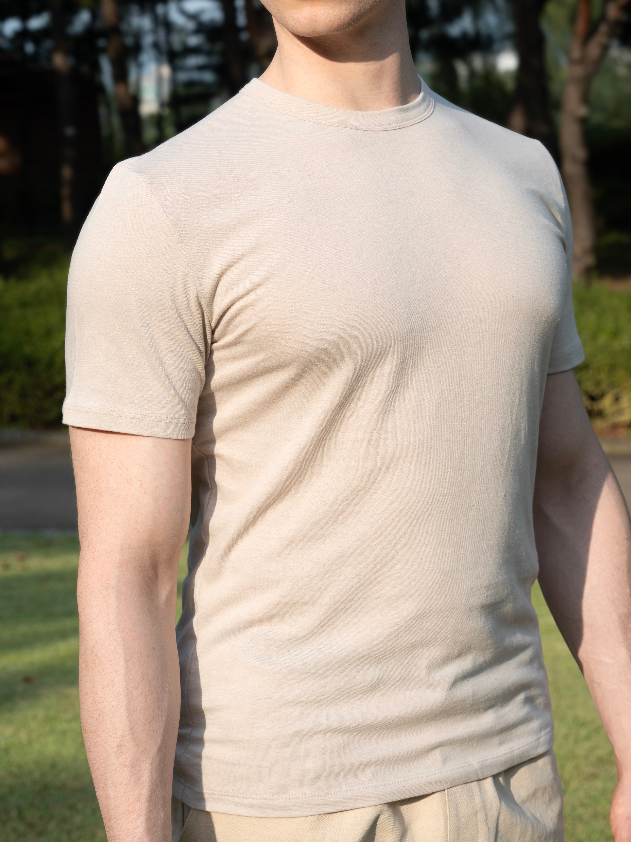 LINEN COTTON BLEND ROUND TEE