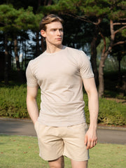 LINEN COTTON BLEND ROUND TEE