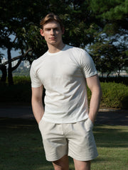 LINEN COTTON BLEND ROUND TEE