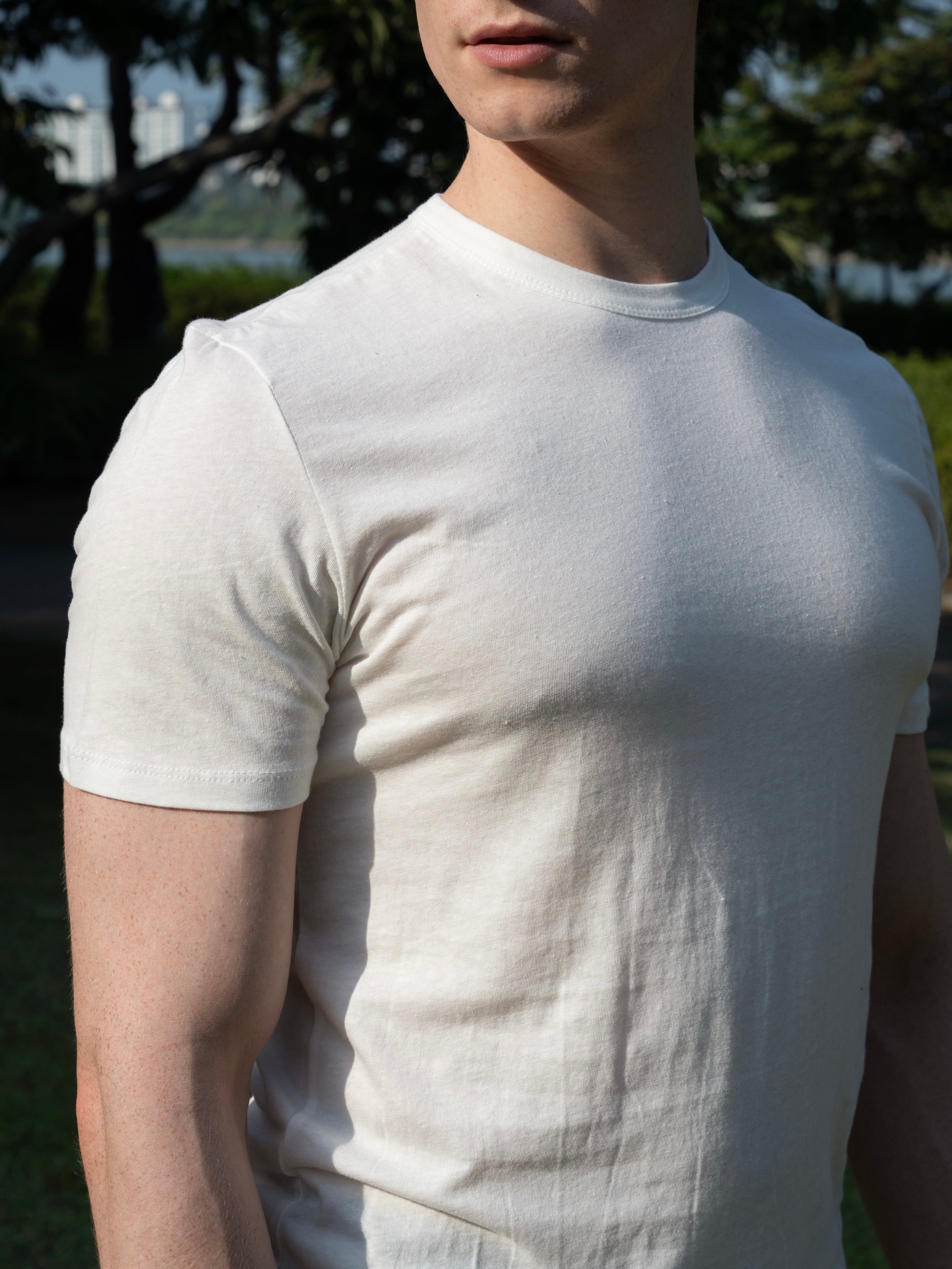 LINEN COTTON BLEND ROUND TEE