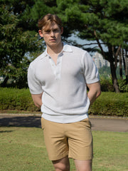 LINEN COTTON BLEND KNIT SHIRT