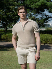 LINEN COTTON BLEND KNIT SHIRT