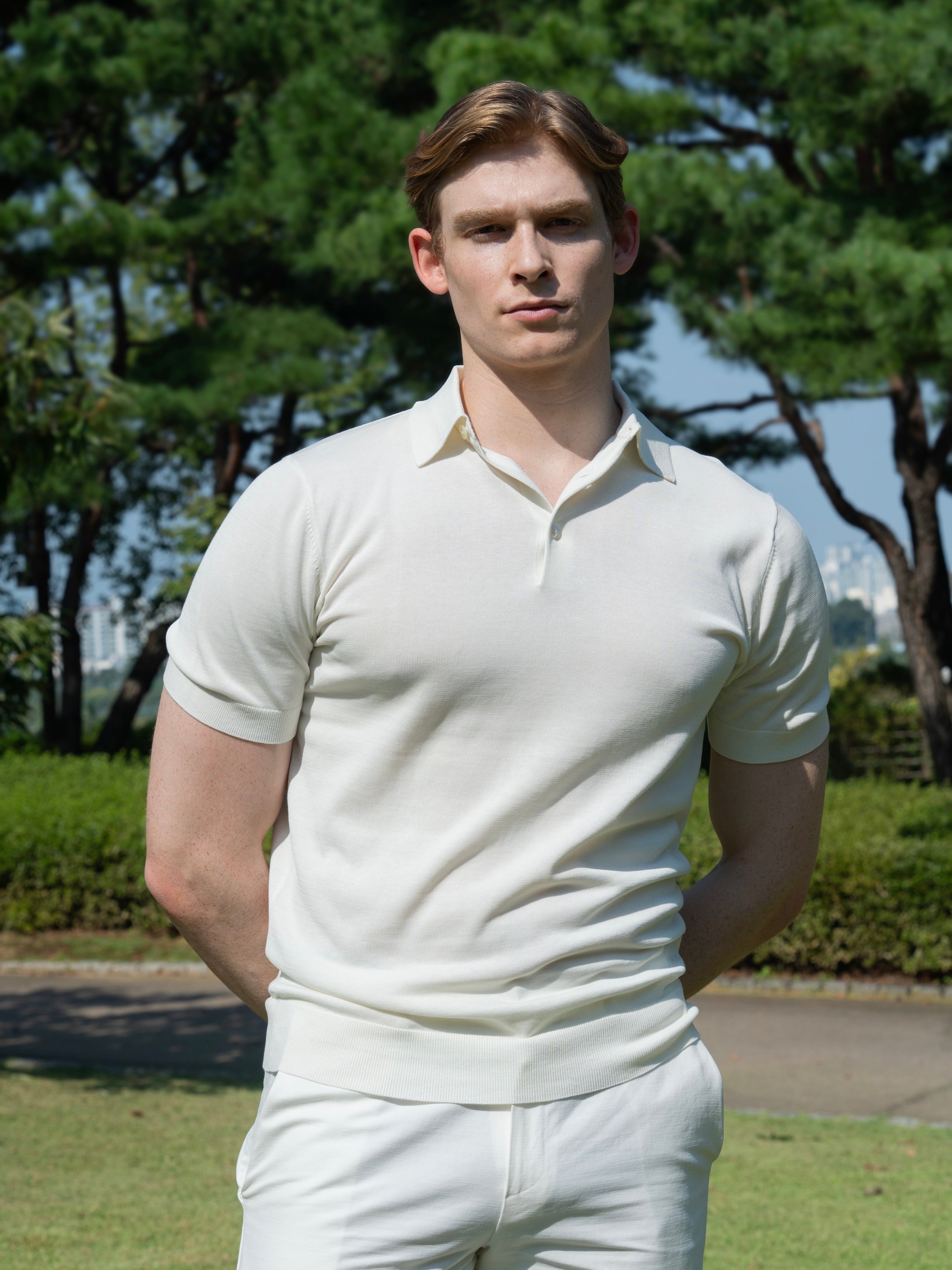 SILK COTTON BLEND POLO SHIRT