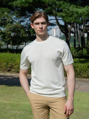 SILK COTTON BLEND ROUND TEE