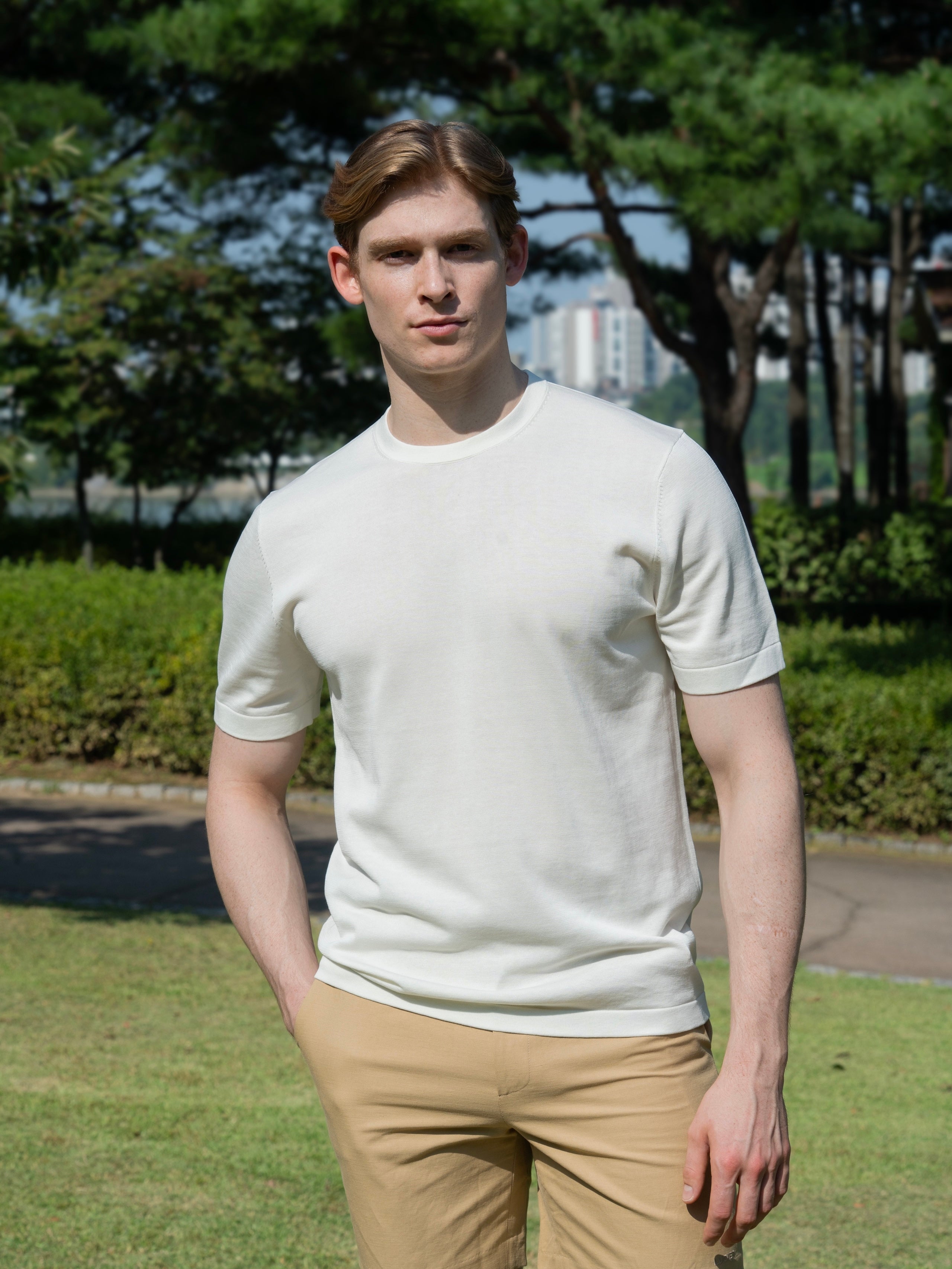 SILK COTTON BLEND ROUND TEE