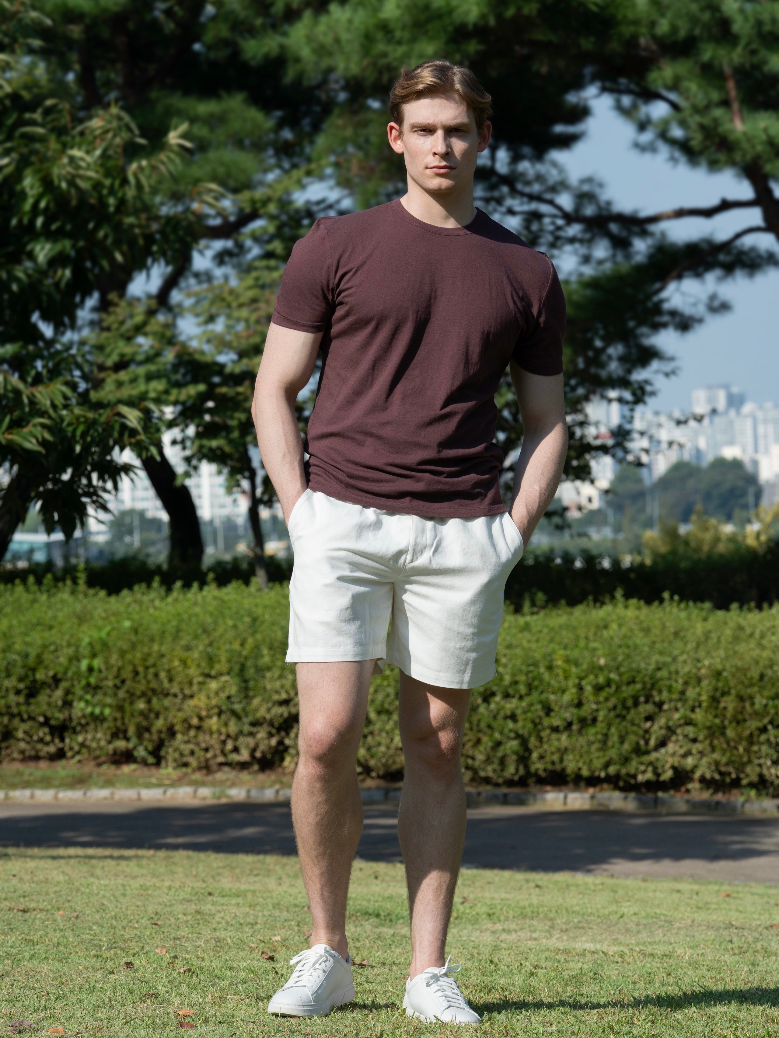 LINEN COTTON BLEND ROUND TEE