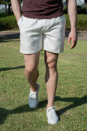 LINEN COTTON BLEND WIDE SHORTS