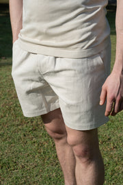 LINEN COTTON BLEND WIDE SHORTS