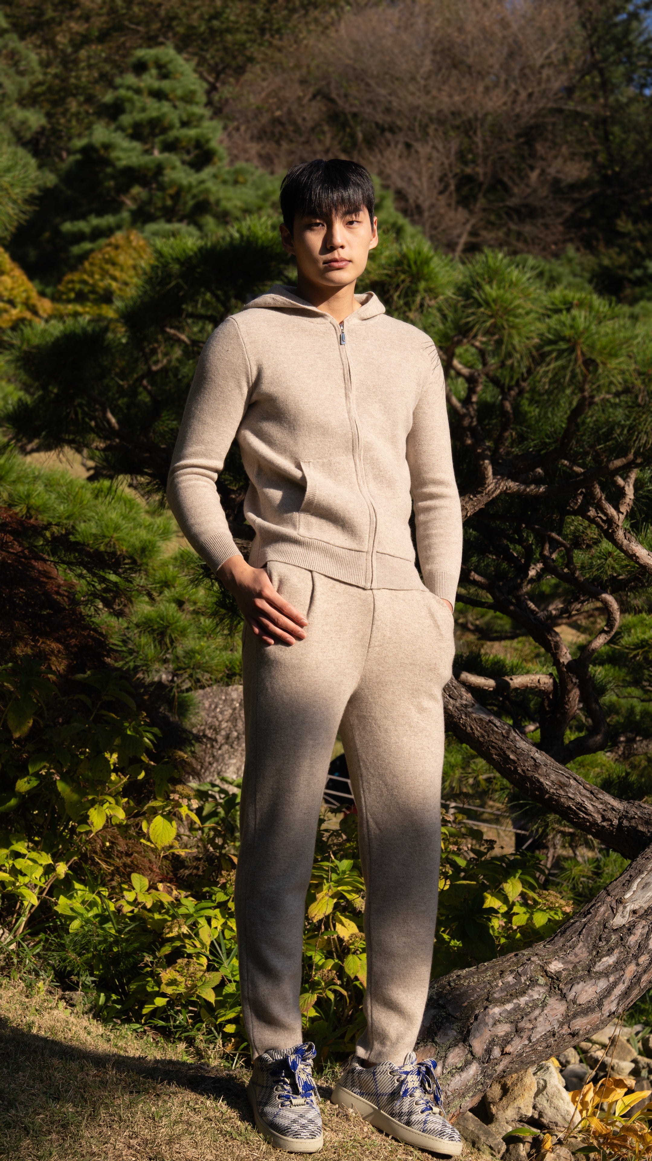 PURE CASHMERE WOOL BLEND PINTUCK PANTS