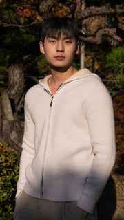 PURE CASHMERE WOOL BLEND WARM ZIP UP