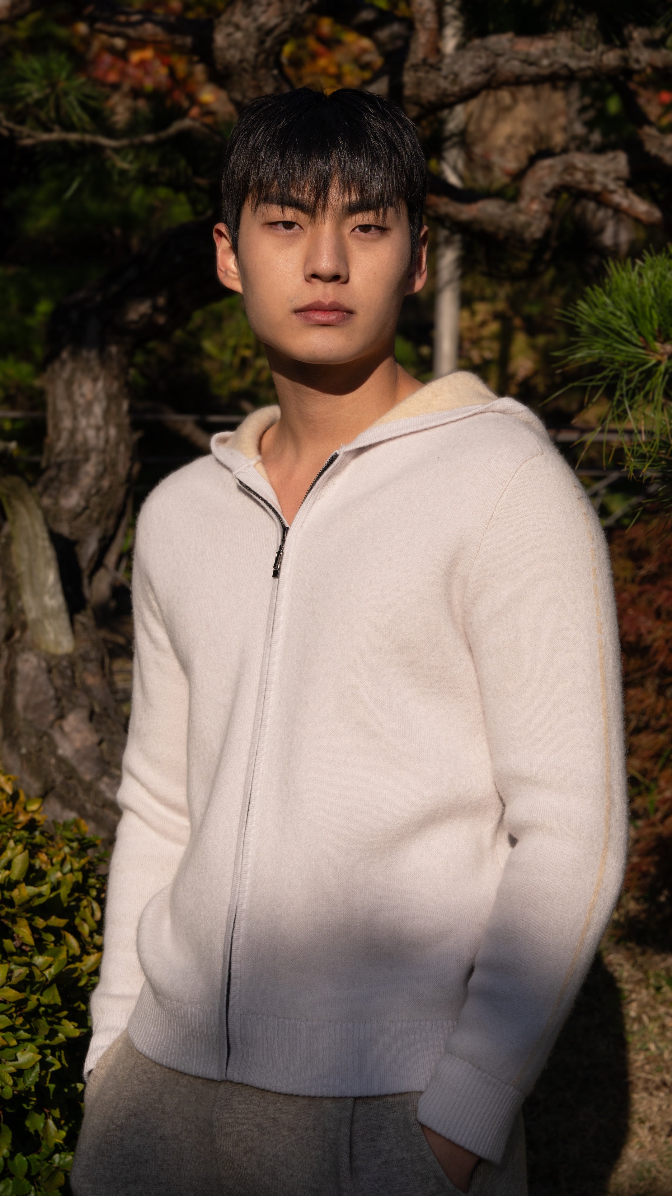 PURE CASHMERE WOOL BLEND WARM ZIP UP