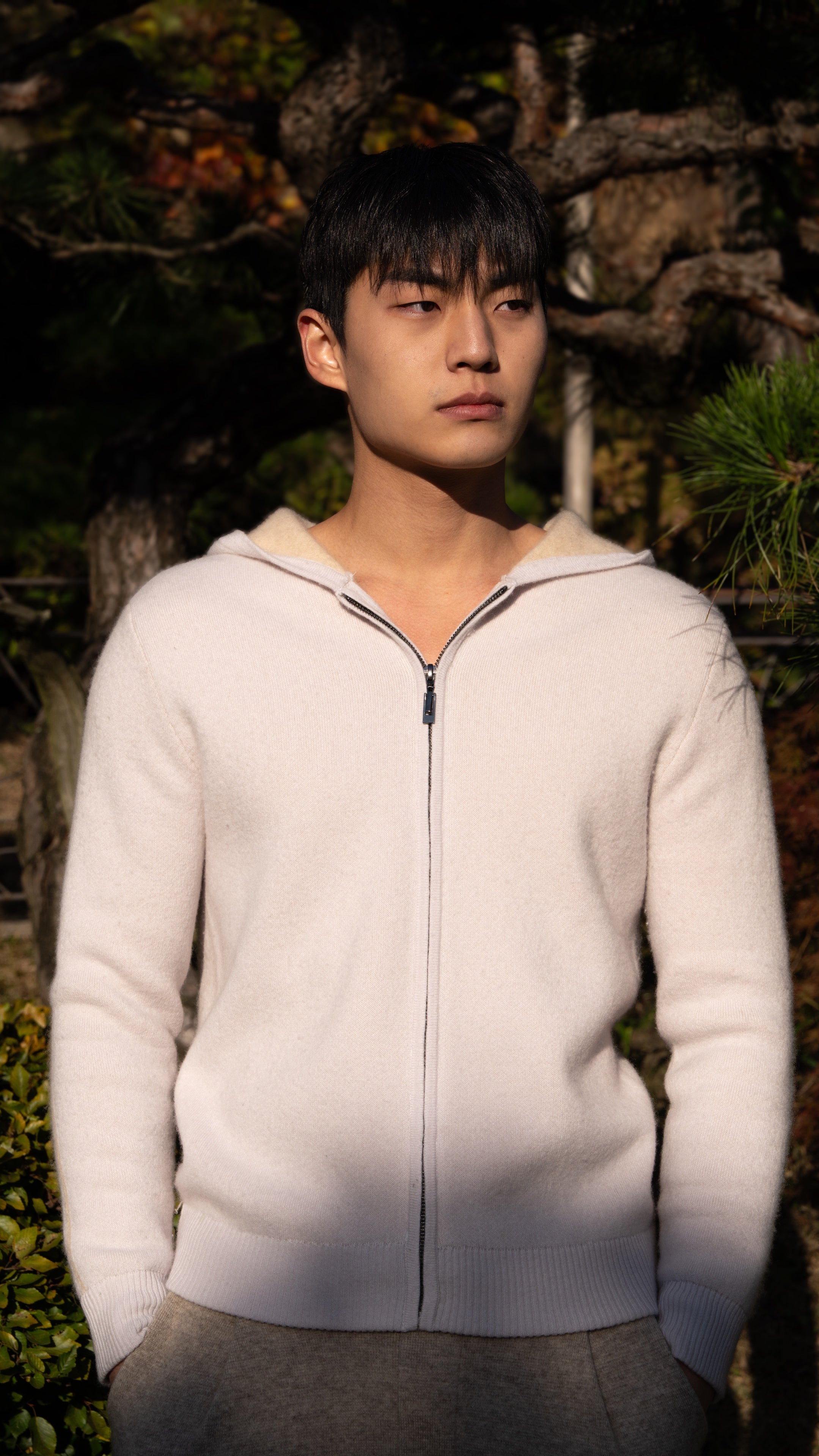 PURE CASHMERE WOOL BLEND WARM ZIP UP