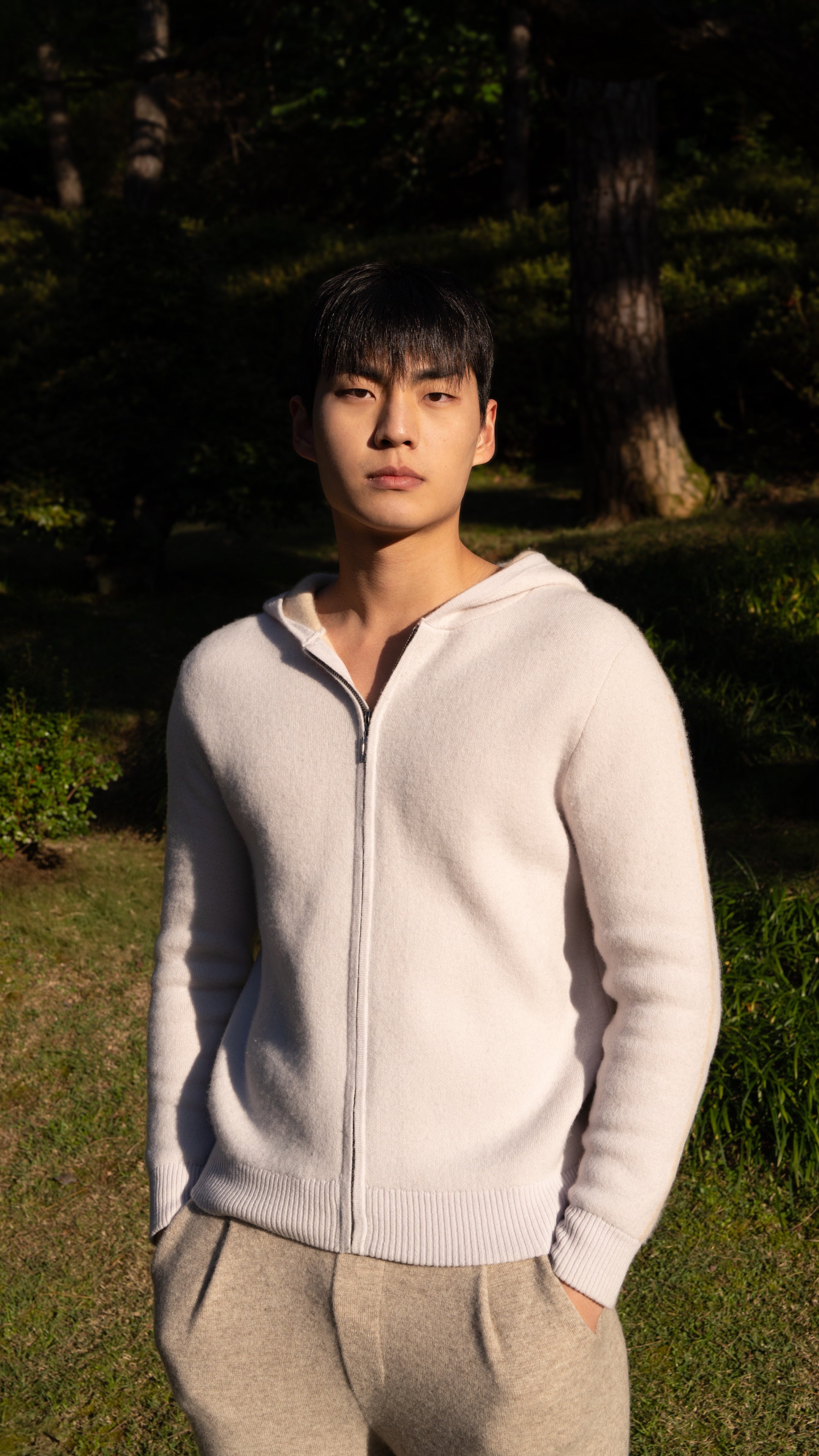 PURE CASHMERE WOOL BLEND WARM ZIP UP