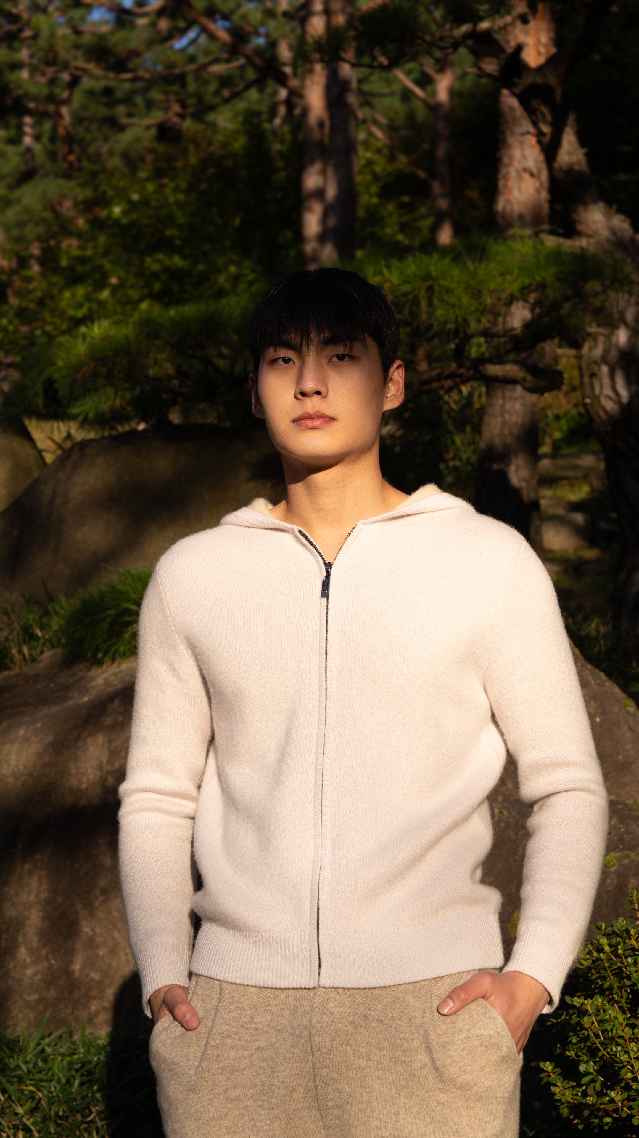 PURE CASHMERE WOOL BLEND WARM ZIP UP