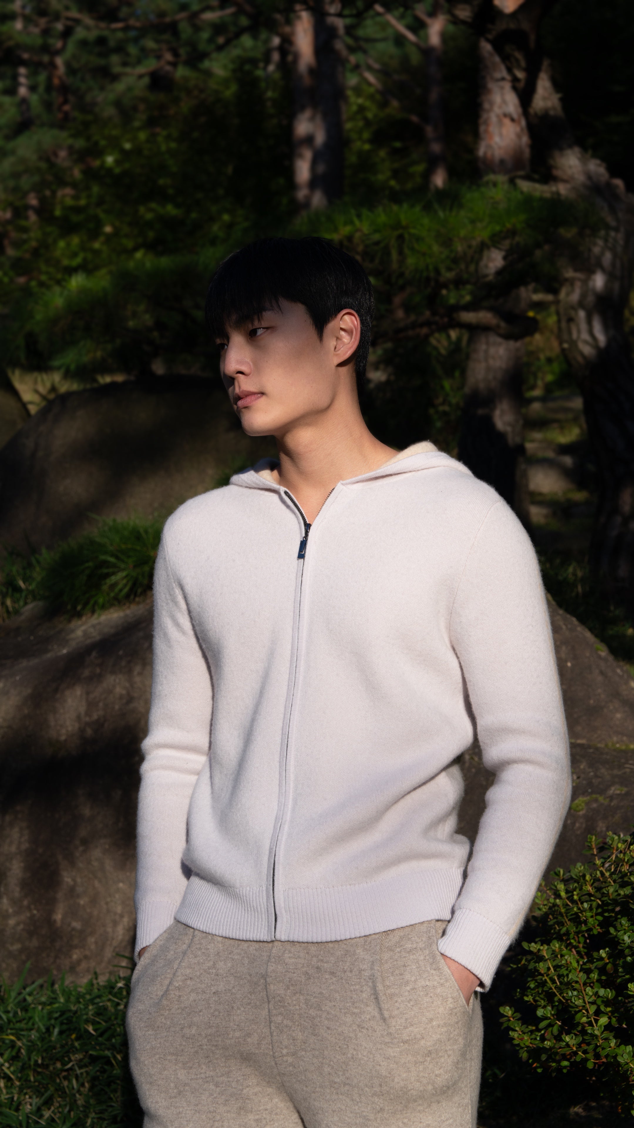 PURE CASHMERE WOOL BLEND WARM ZIP UP