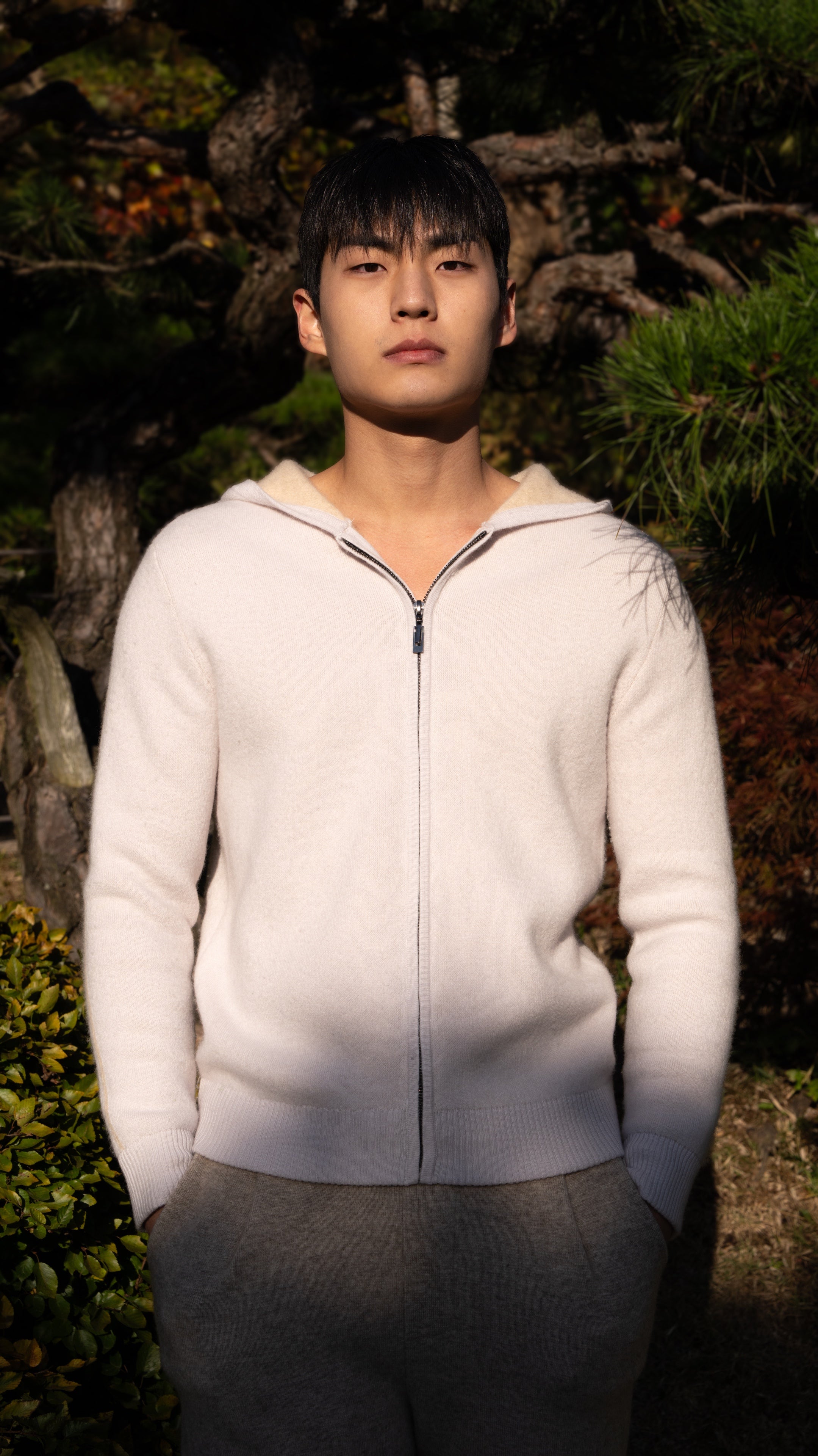 PURE CASHMERE WOOL BLEND WARM ZIP UP