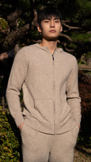 PURE CASHMERE WOOL BLEND WARM ZIP UP