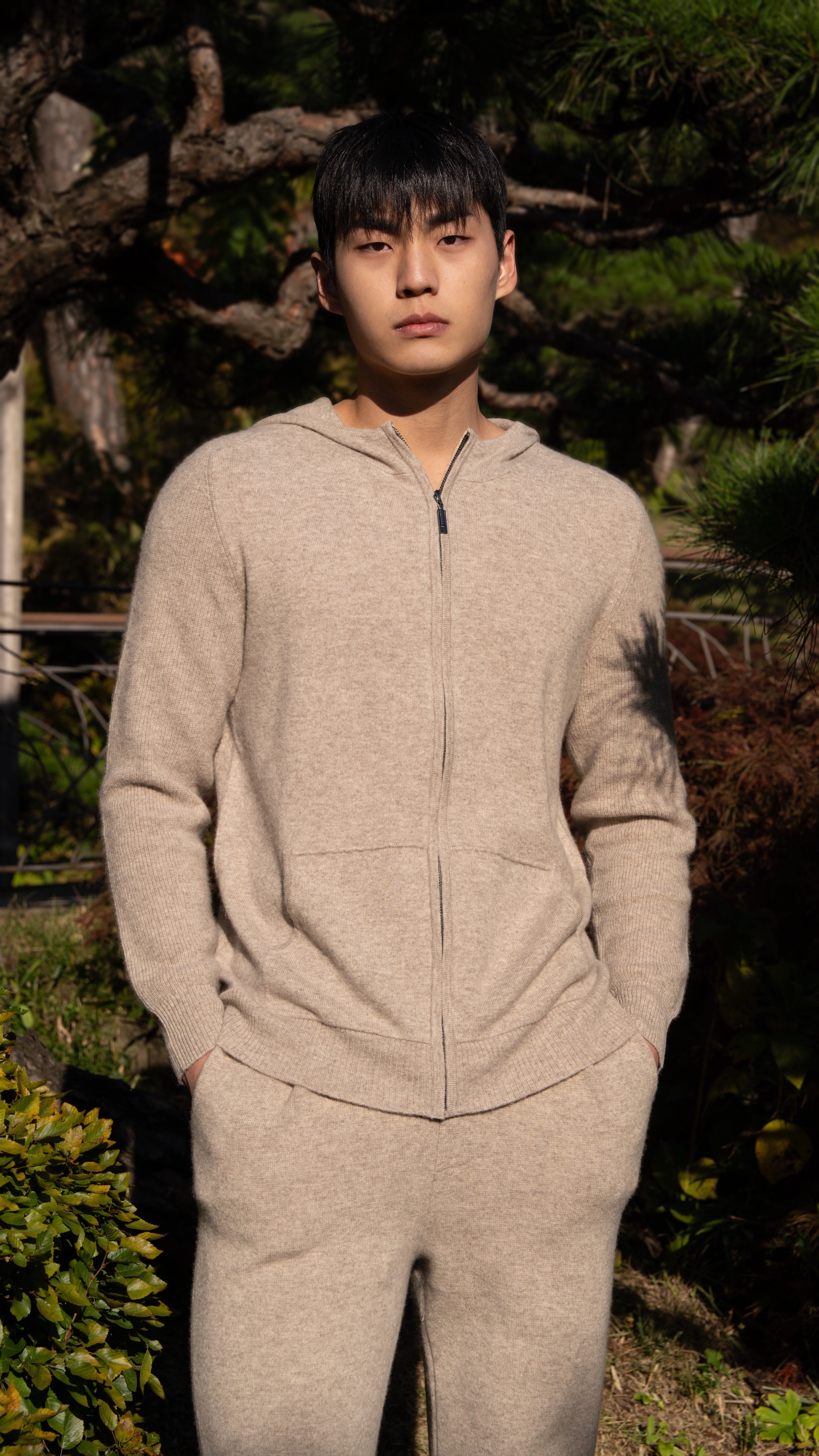 PURE CASHMERE WOOL BLEND WARM ZIP UP