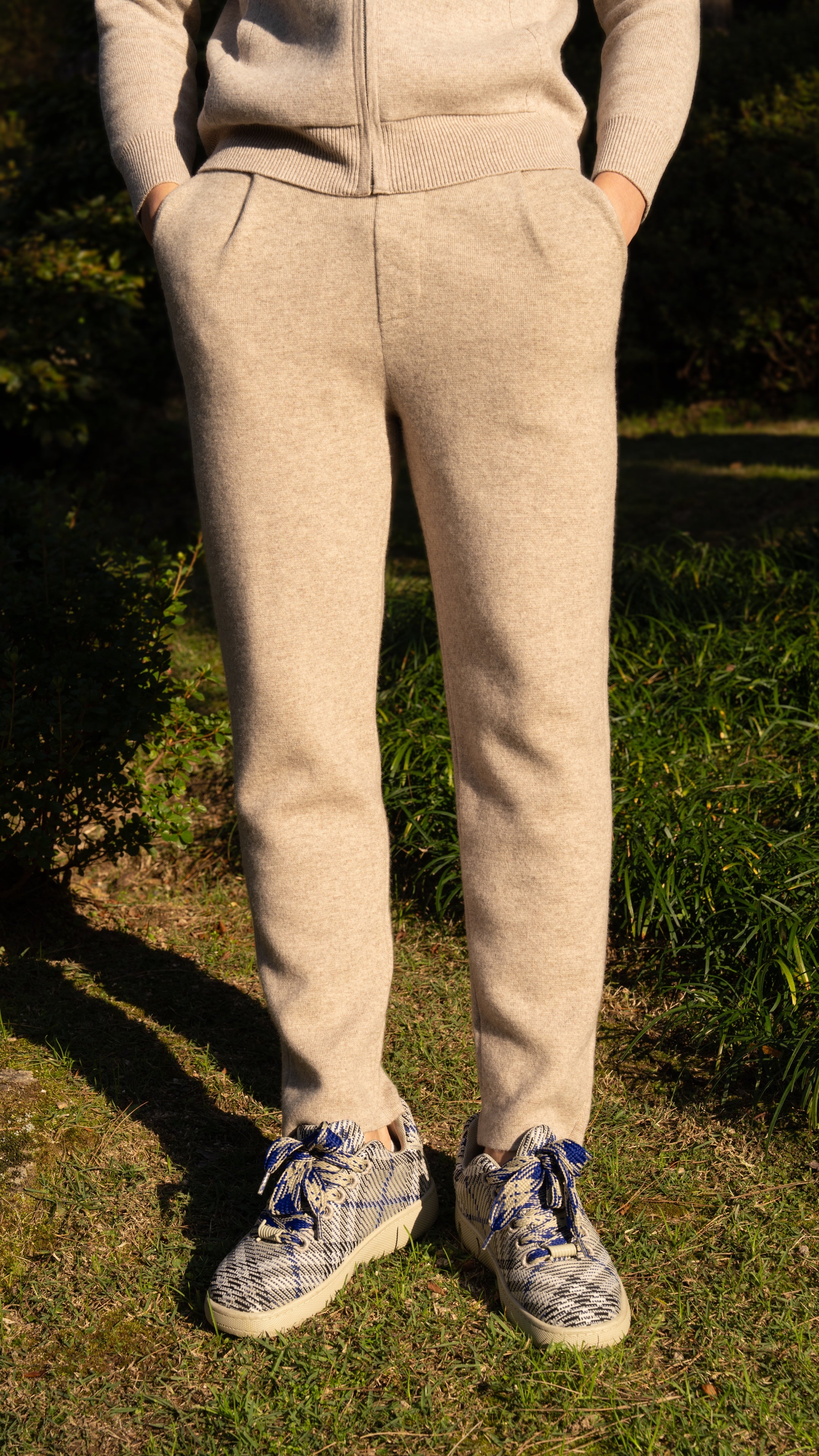 PURE CASHMERE WOOL BLEND PINTUCK PANTS
