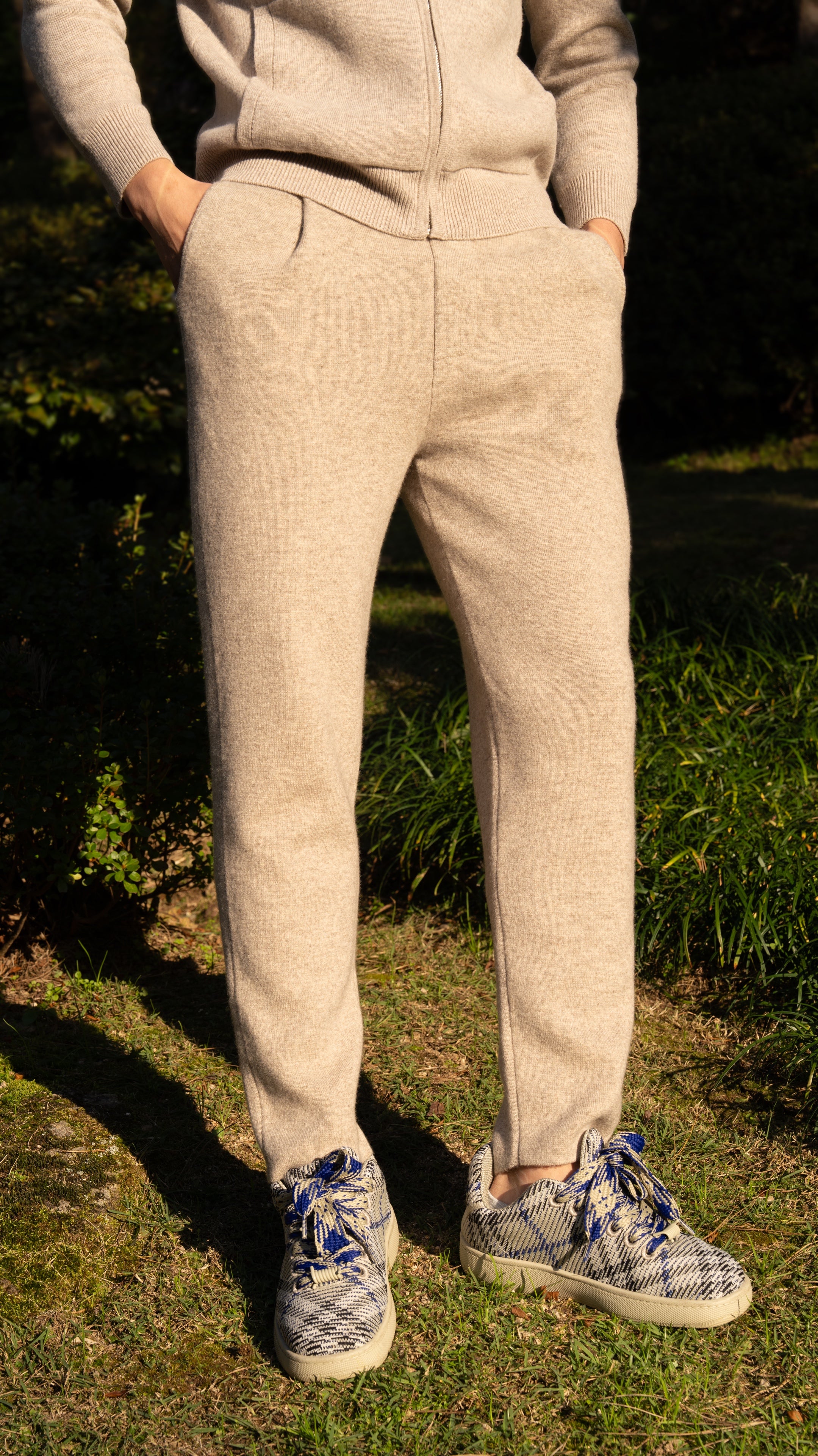 PURE CASHMERE WOOL BLEND PINTUCK PANTS