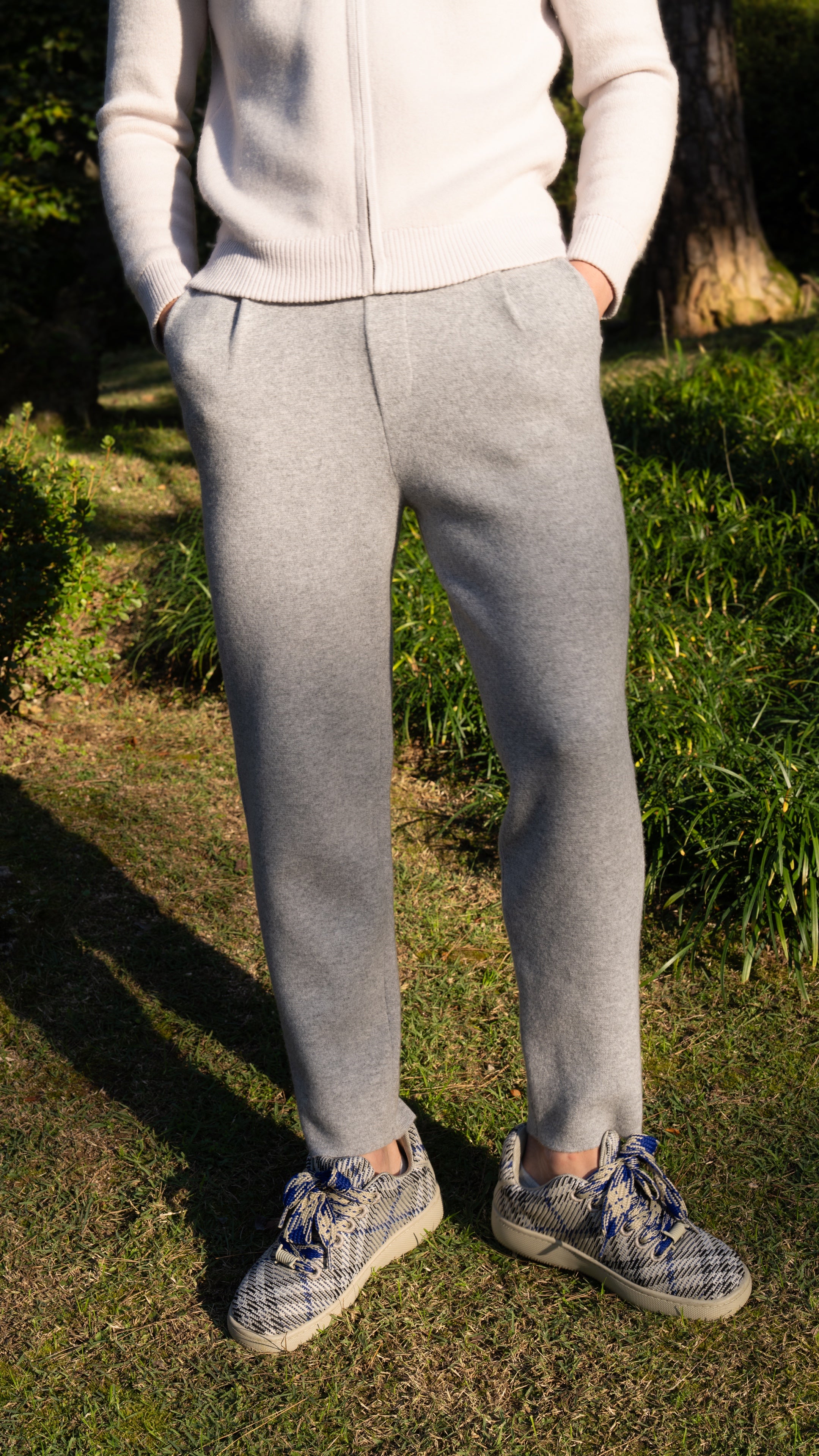 PURE CASHMERE WOOL BLEND PINTUCK PANTS
