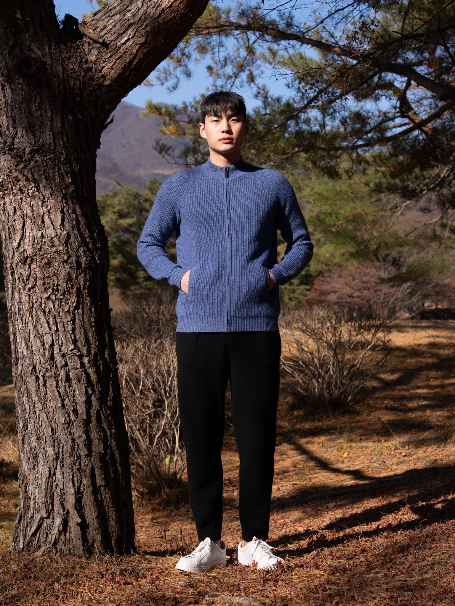 PURE Cashemere wool blend knit zip-up