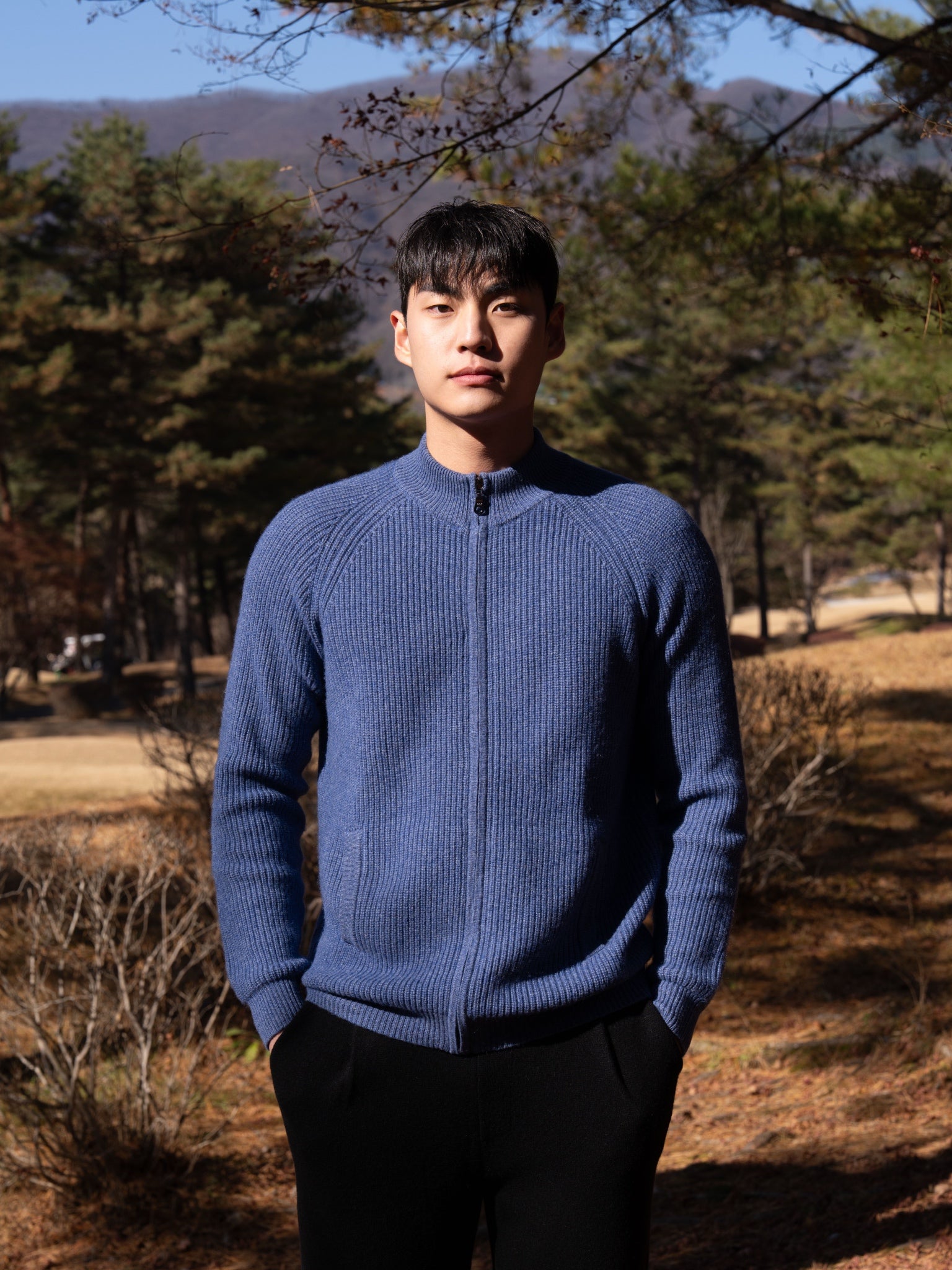 PURE Cashemere wool blend knit zip-up