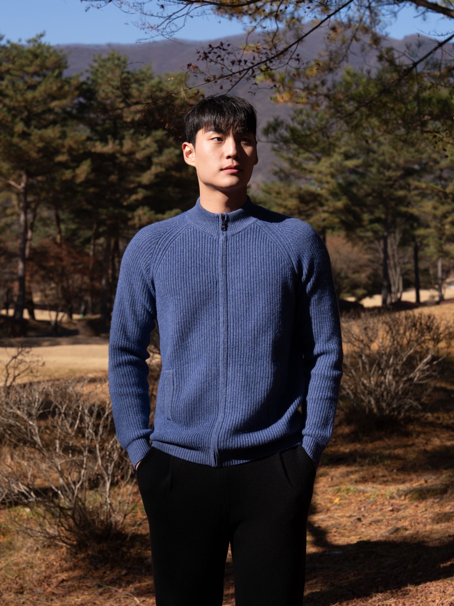 PURE Cashemere wool blend knit zip-up