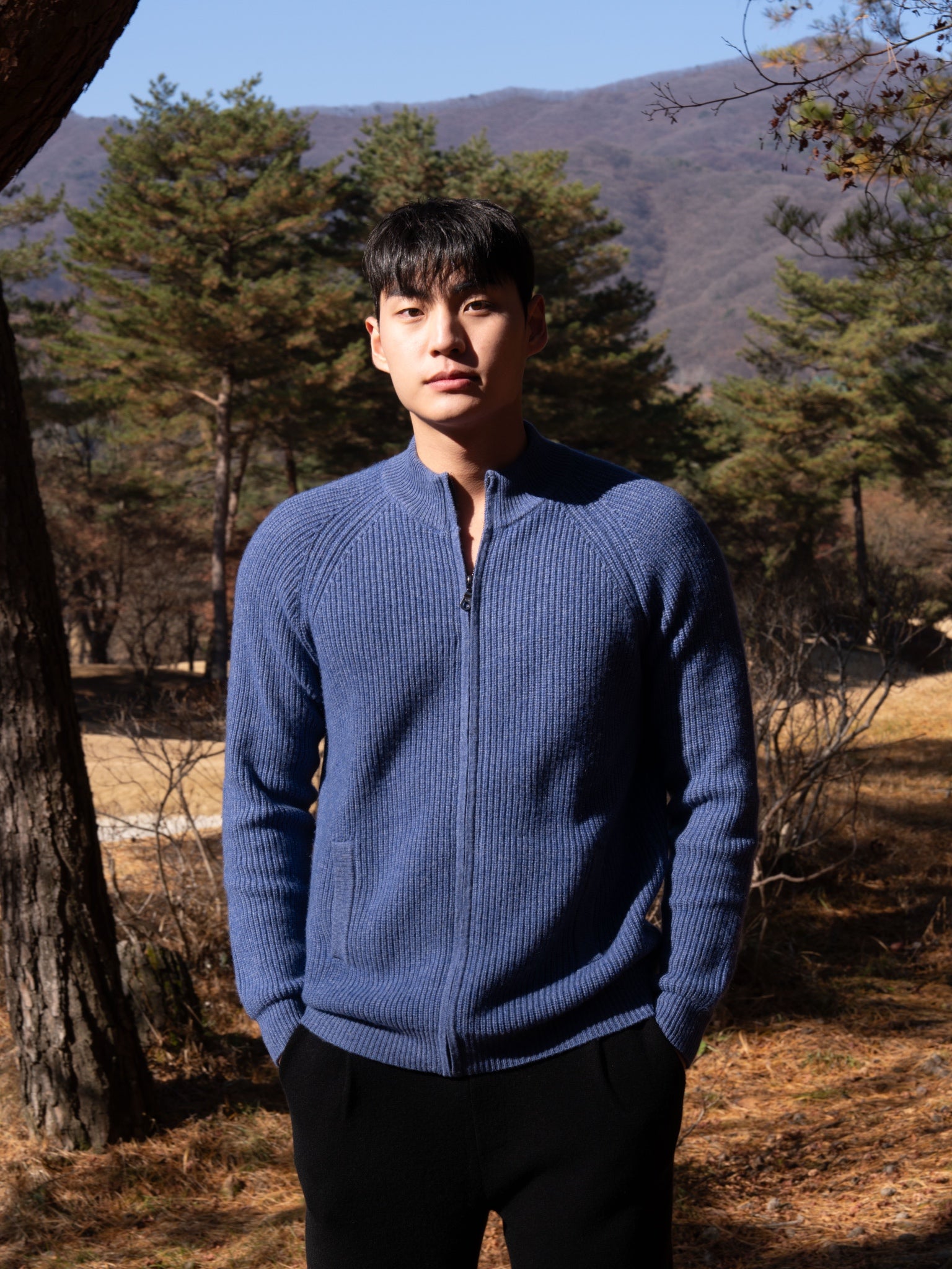 PURE Cashemere wool blend knit zip-up