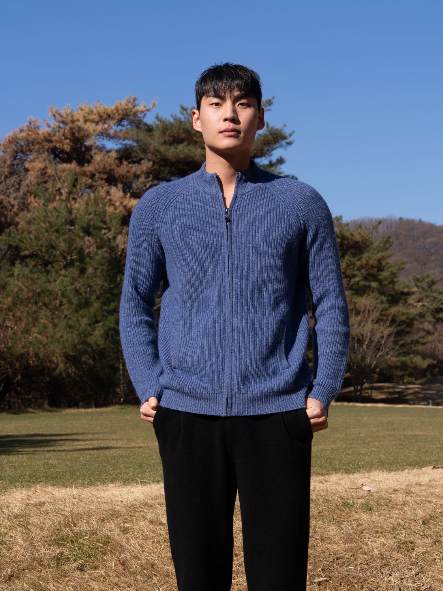 PURE Cashemere wool blend knit zip-up