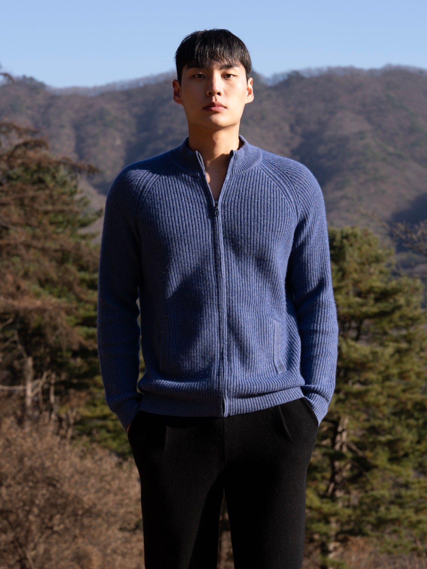 PURE Cashemere wool blend knit zip-up