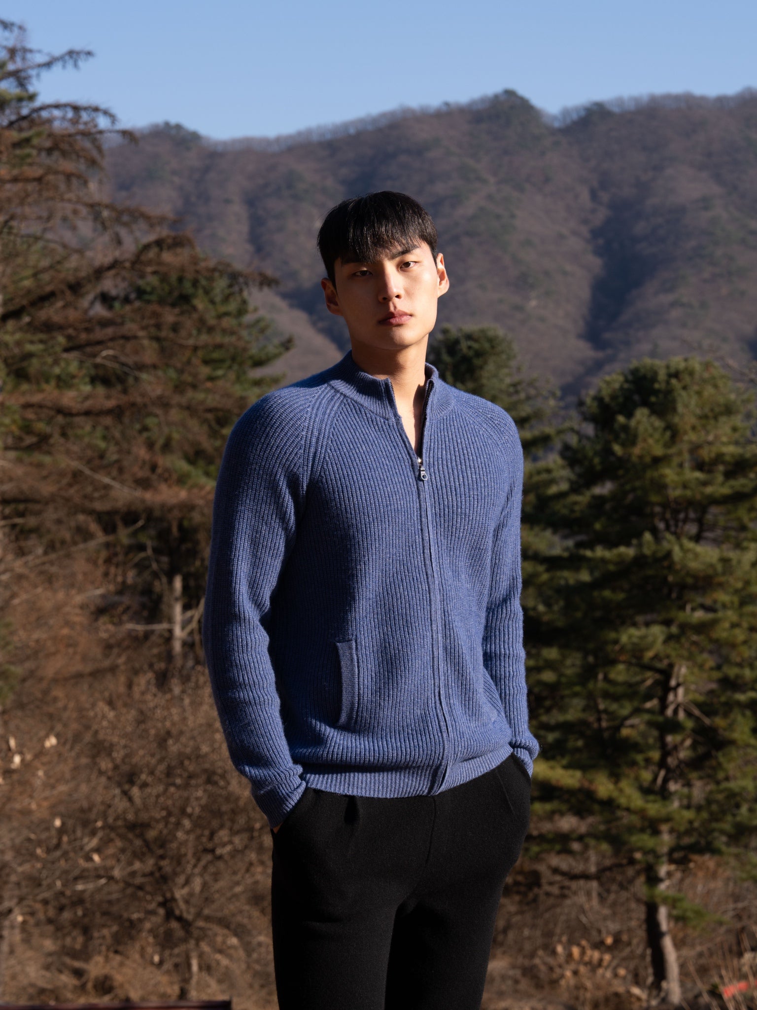 PURE Cashemere wool blend knit zip-up