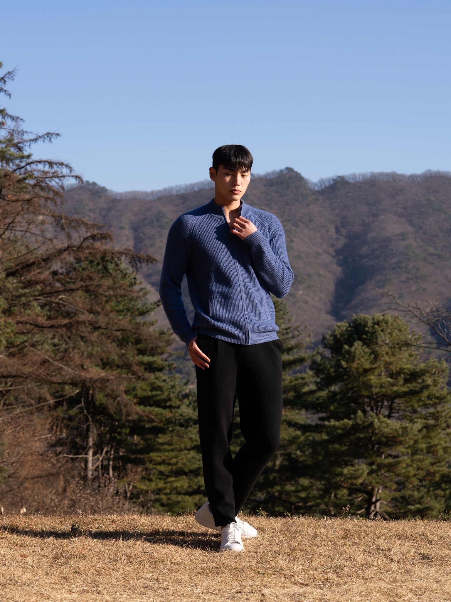 PURE CASHMERE WOOL BLEND PINTUCK PANTS