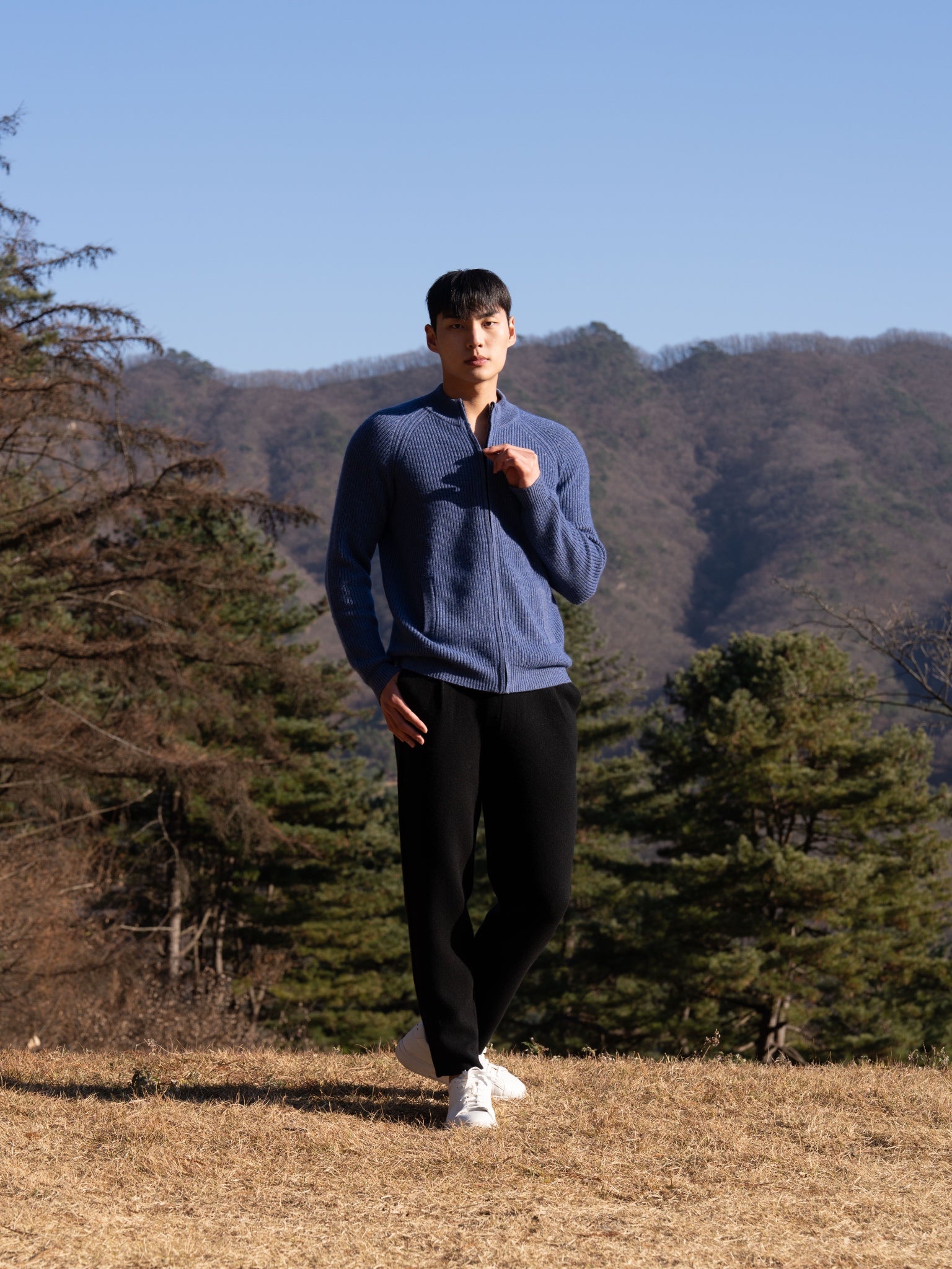 PURE Cashemere wool blend knit zip-up