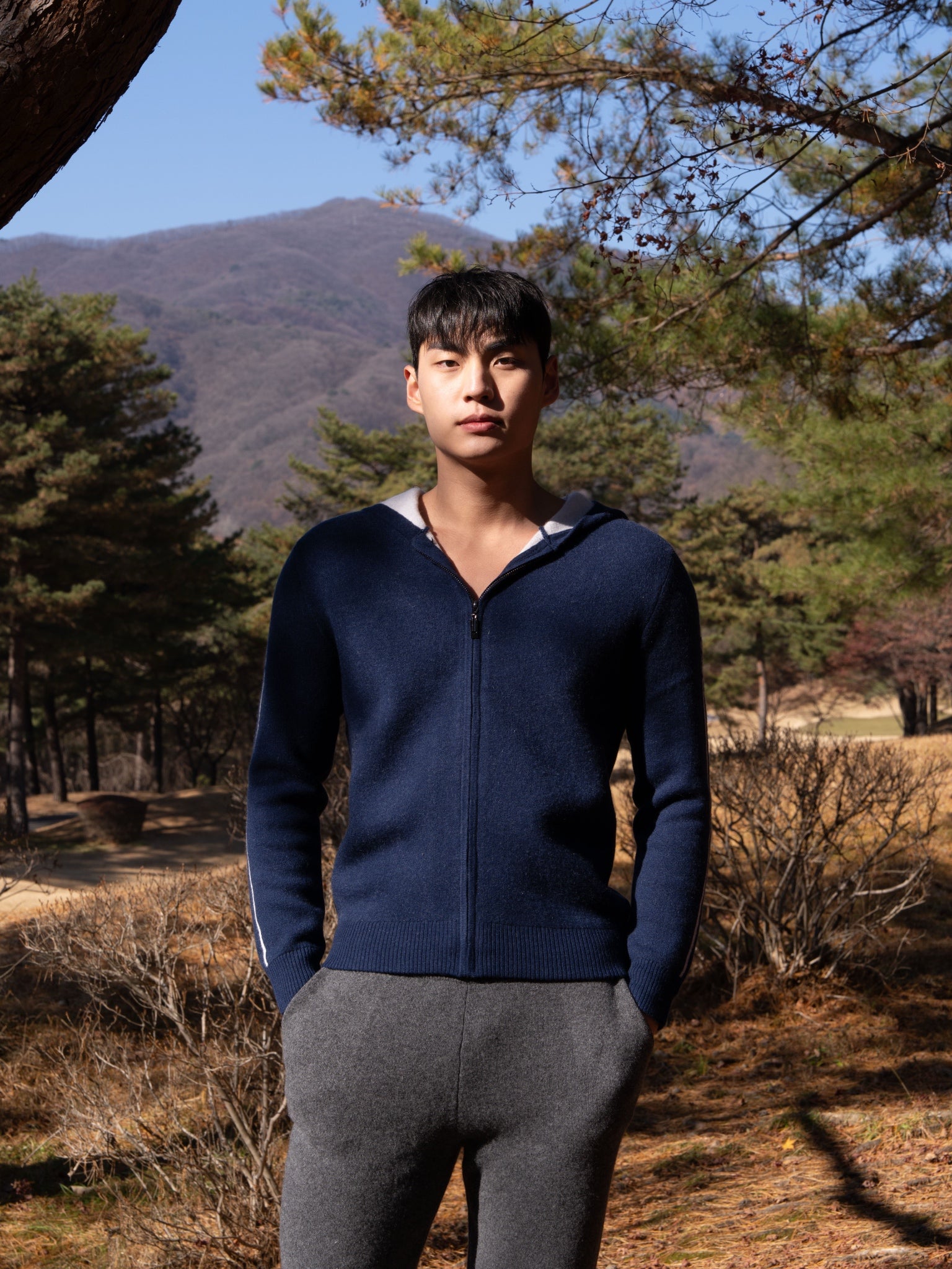 PURE CASHMERE WOOL BLEND WARM ZIP UP