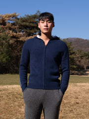 PURE CASHMERE WOOL BLEND WARM ZIP UP