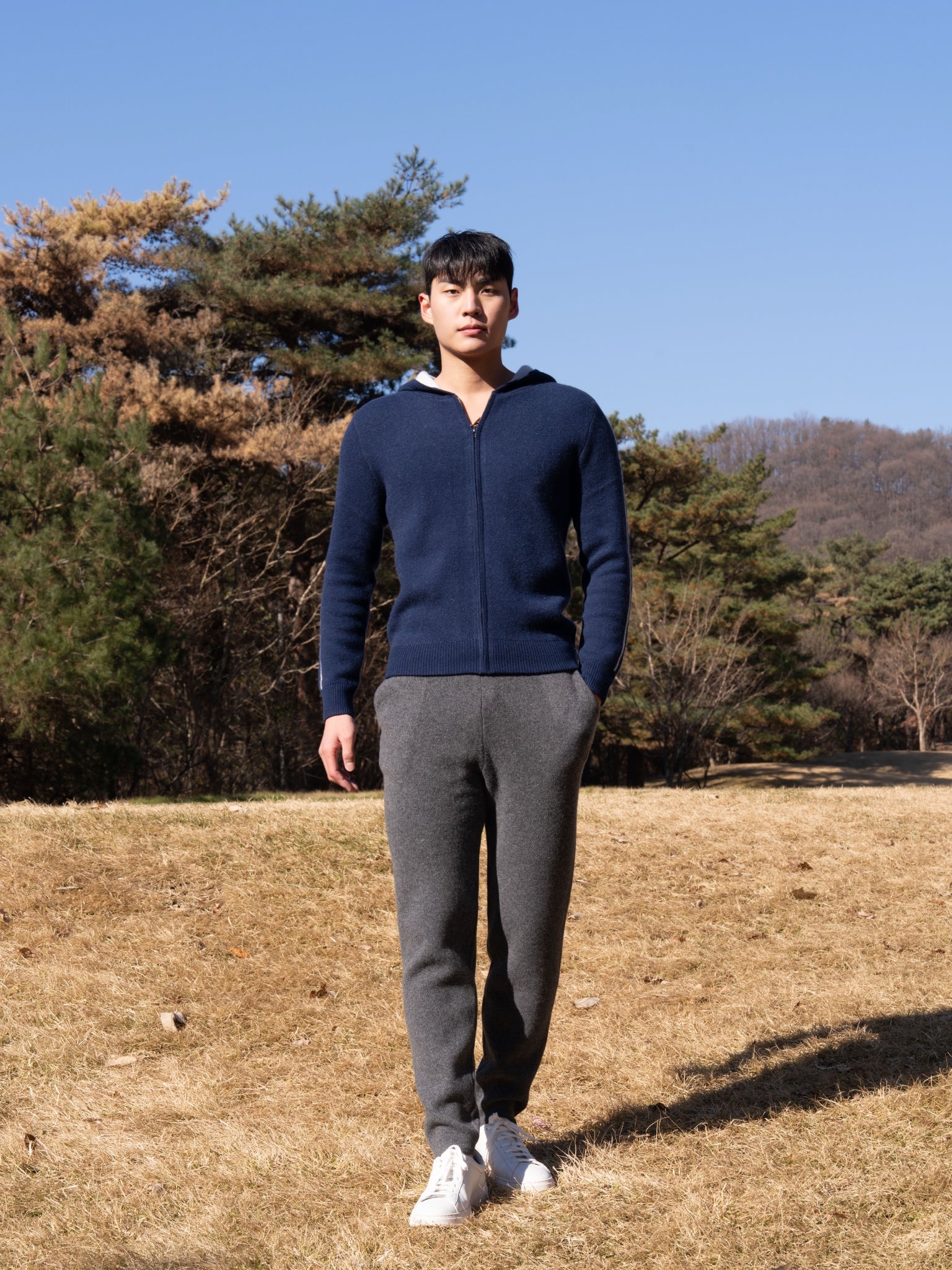 PURE CASHMERE WOOL BLEND WARM ZIP UP