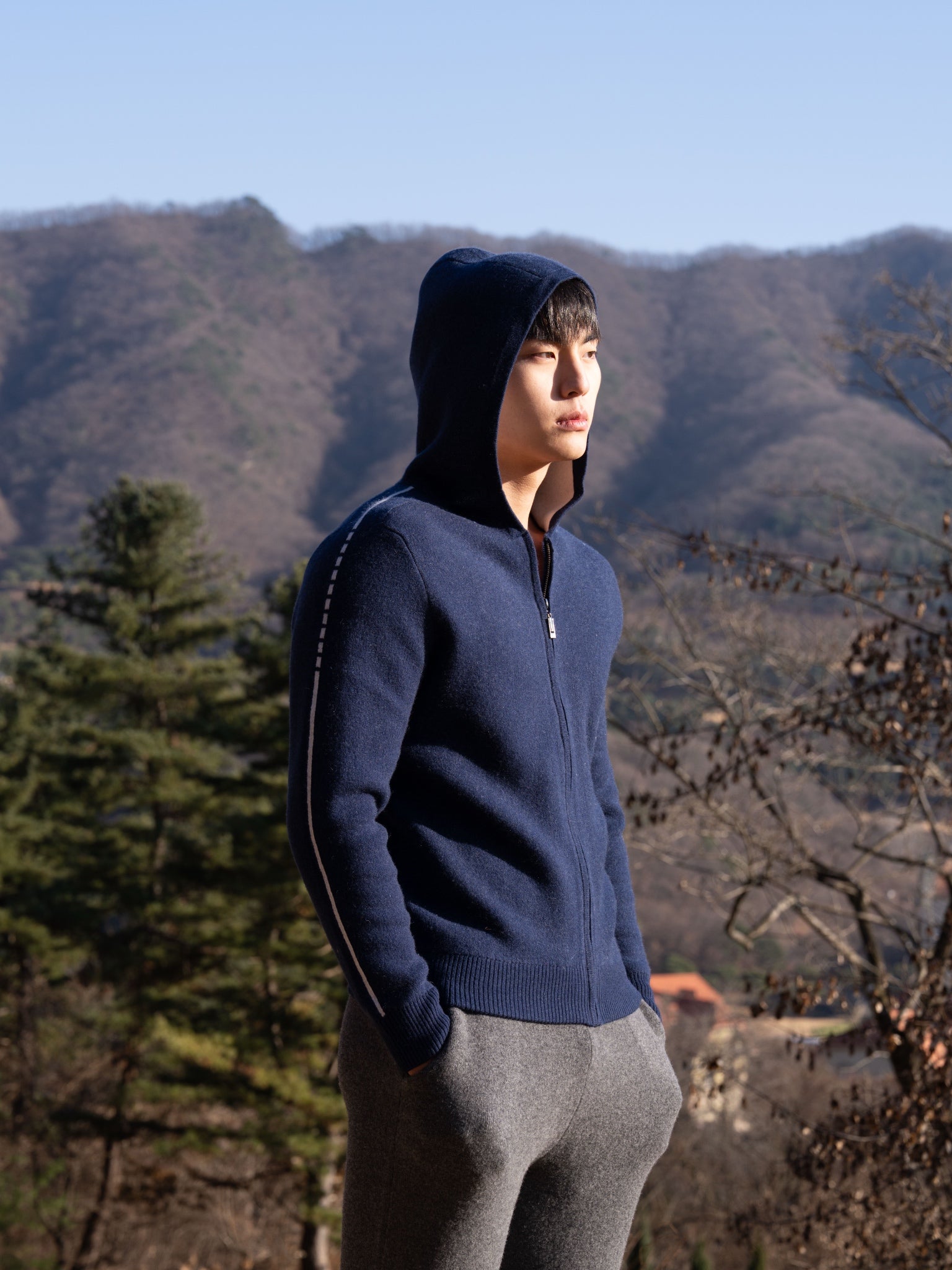 PURE CASHMERE WOOL BLEND WARM ZIP UP