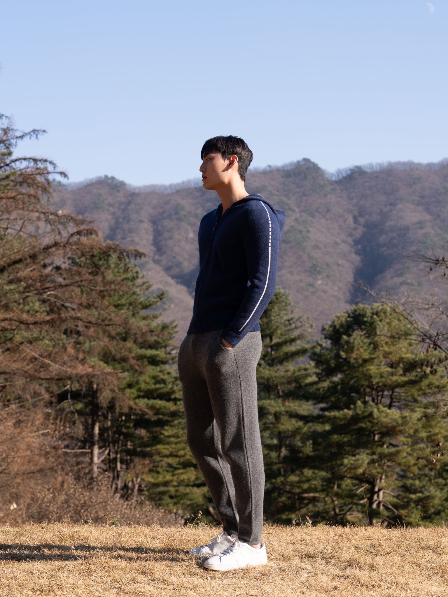 PURE CASHMERE WOOL BLEND WARM ZIP UP