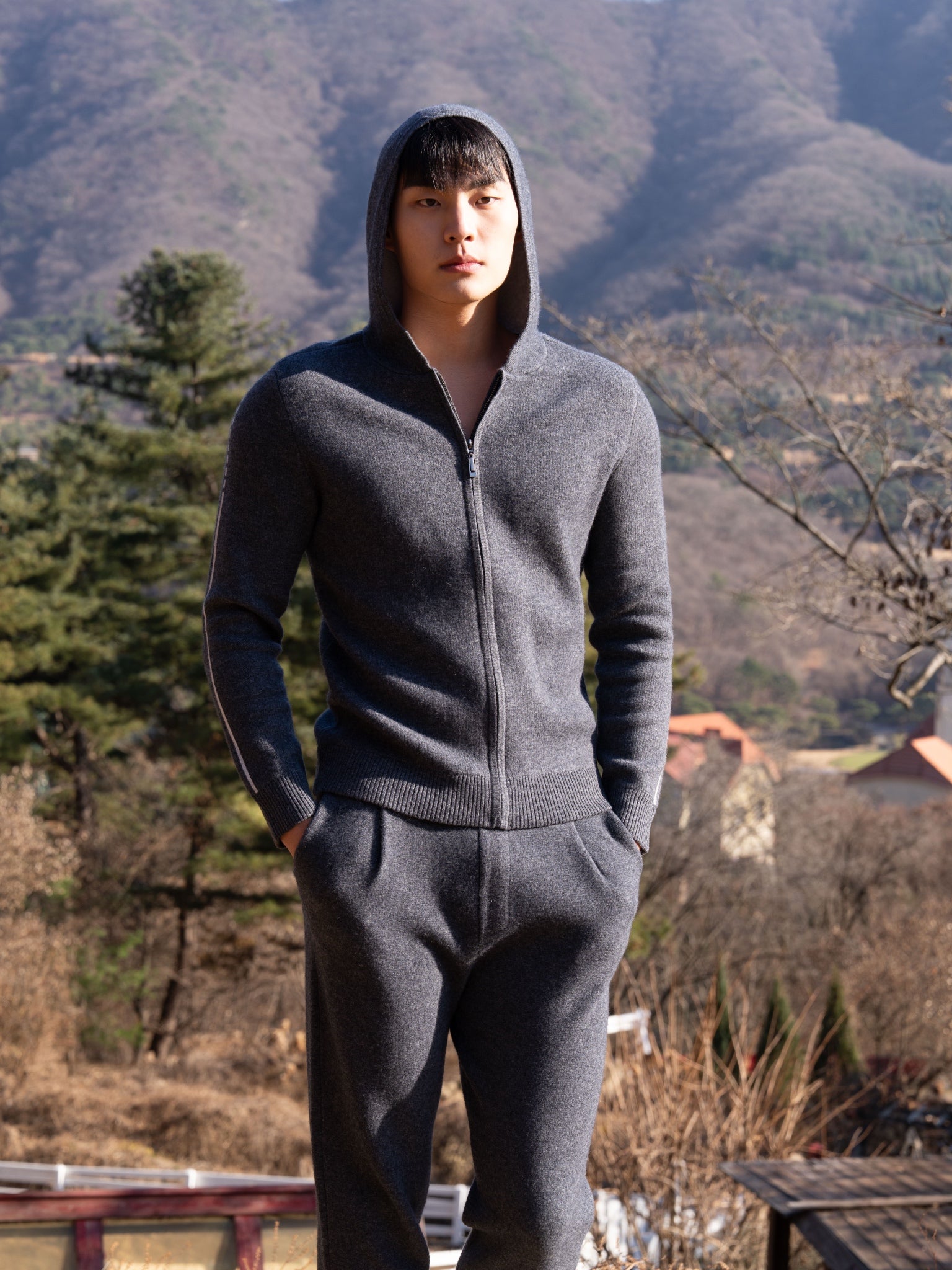 PURE CASHMERE WOOL BLEND PINTUCK PANTS