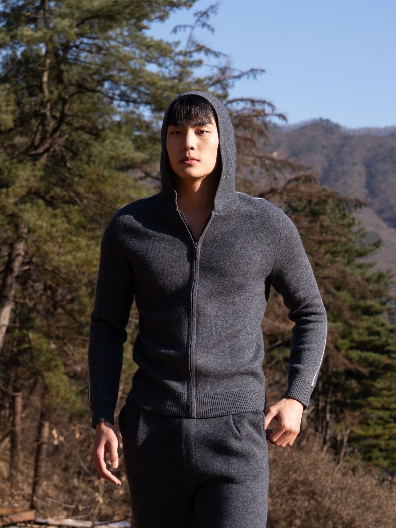 PURE CASHMERE WOOL BLEND WARM ZIP UP