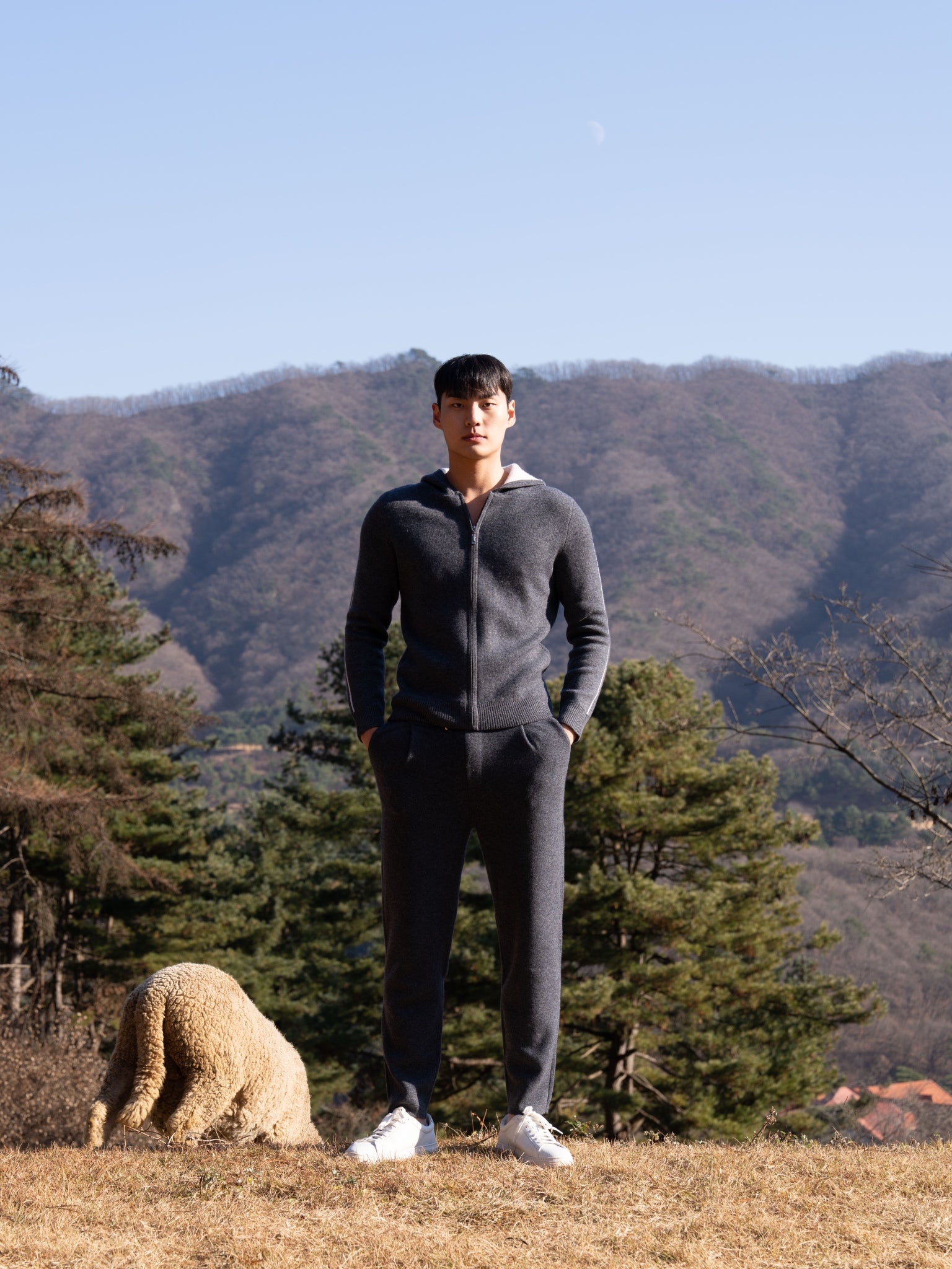 PURE CASHMERE WOOL BLEND WARM ZIP UP