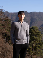 PURE Cashemere wool blend knit zip-up