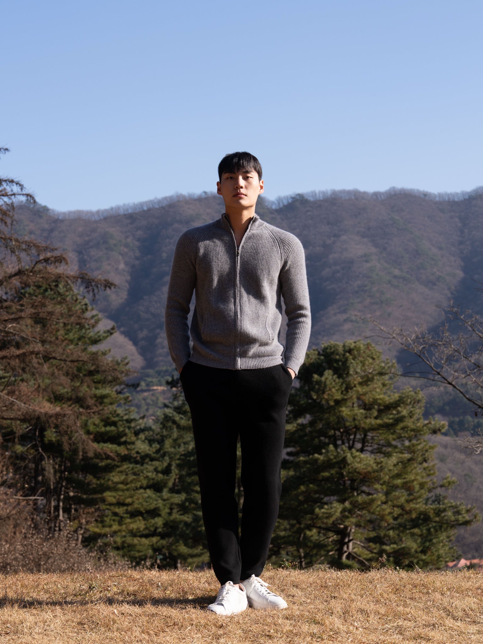 PURE Cashemere wool blend knit zip-up