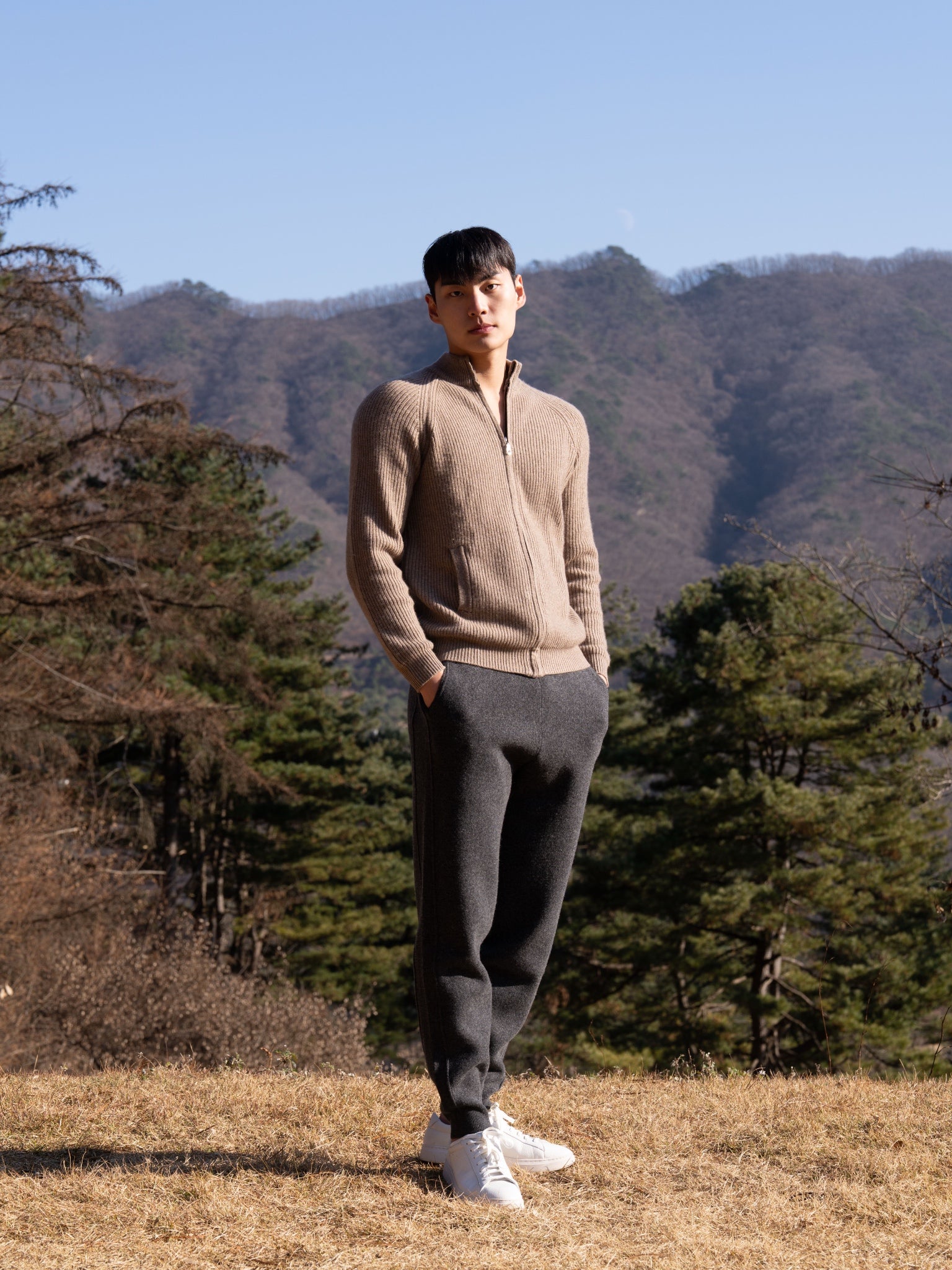 PURE Cashemere wool blend knit zip-up