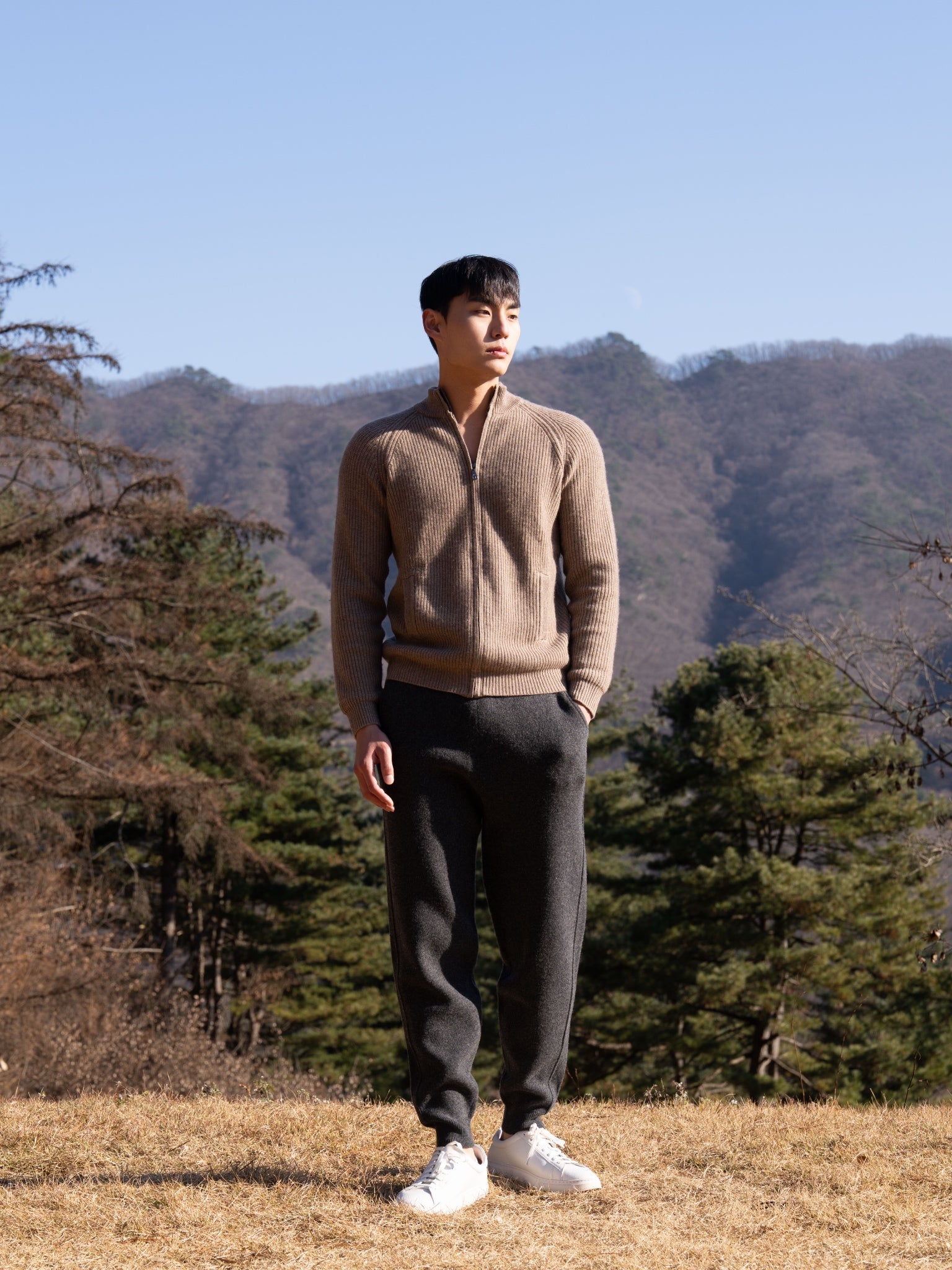 PURE Cashemere wool blend knit zip-up