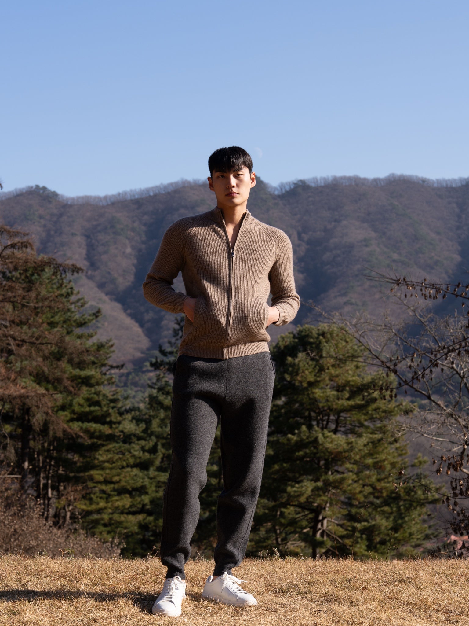 PURE Cashemere wool blend knit zip-up