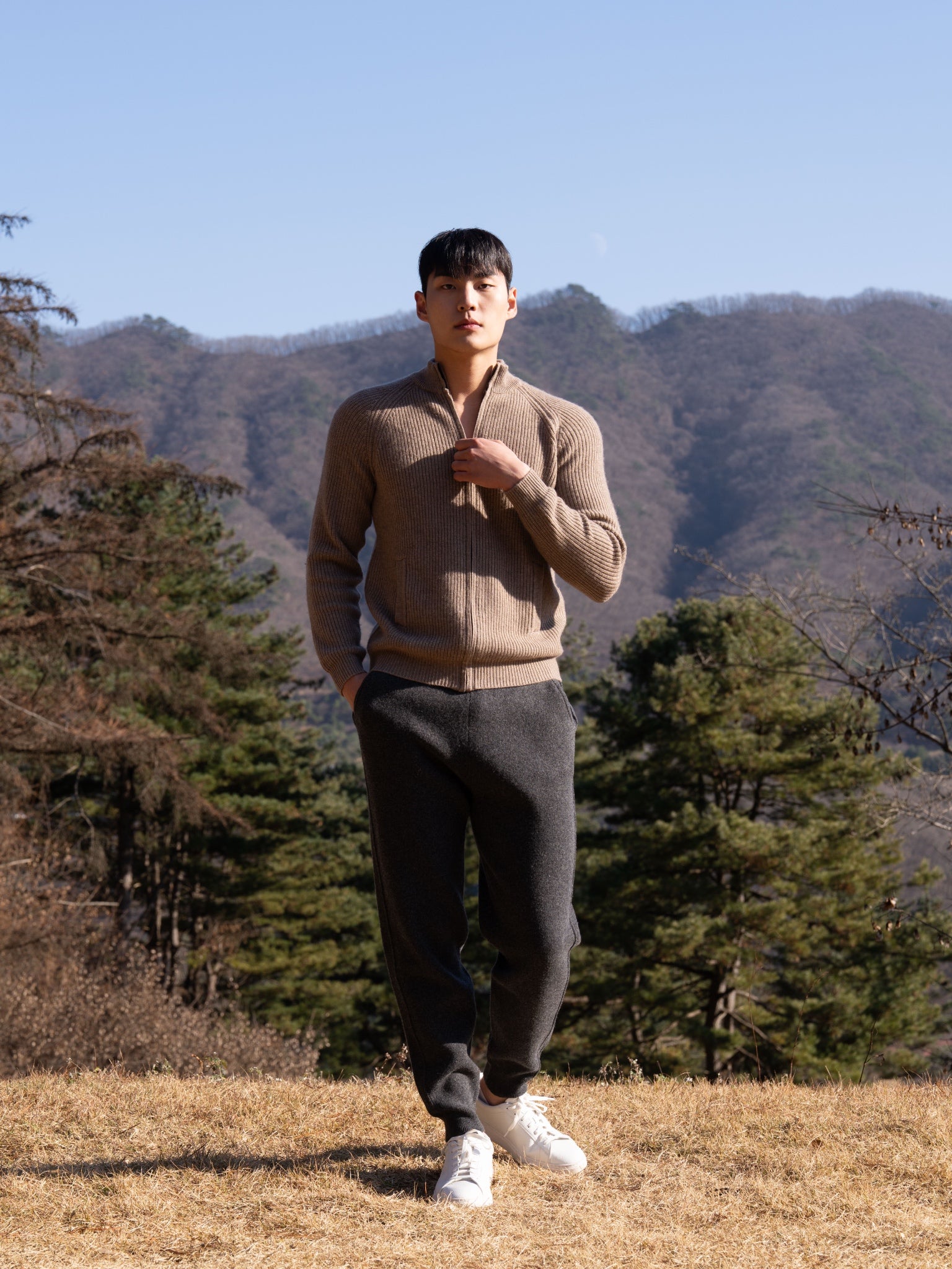 PURE Cashemere wool blend knit zip-up