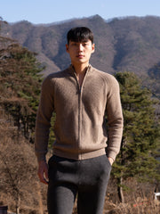 PURE Cashemere wool blend knit zip-up