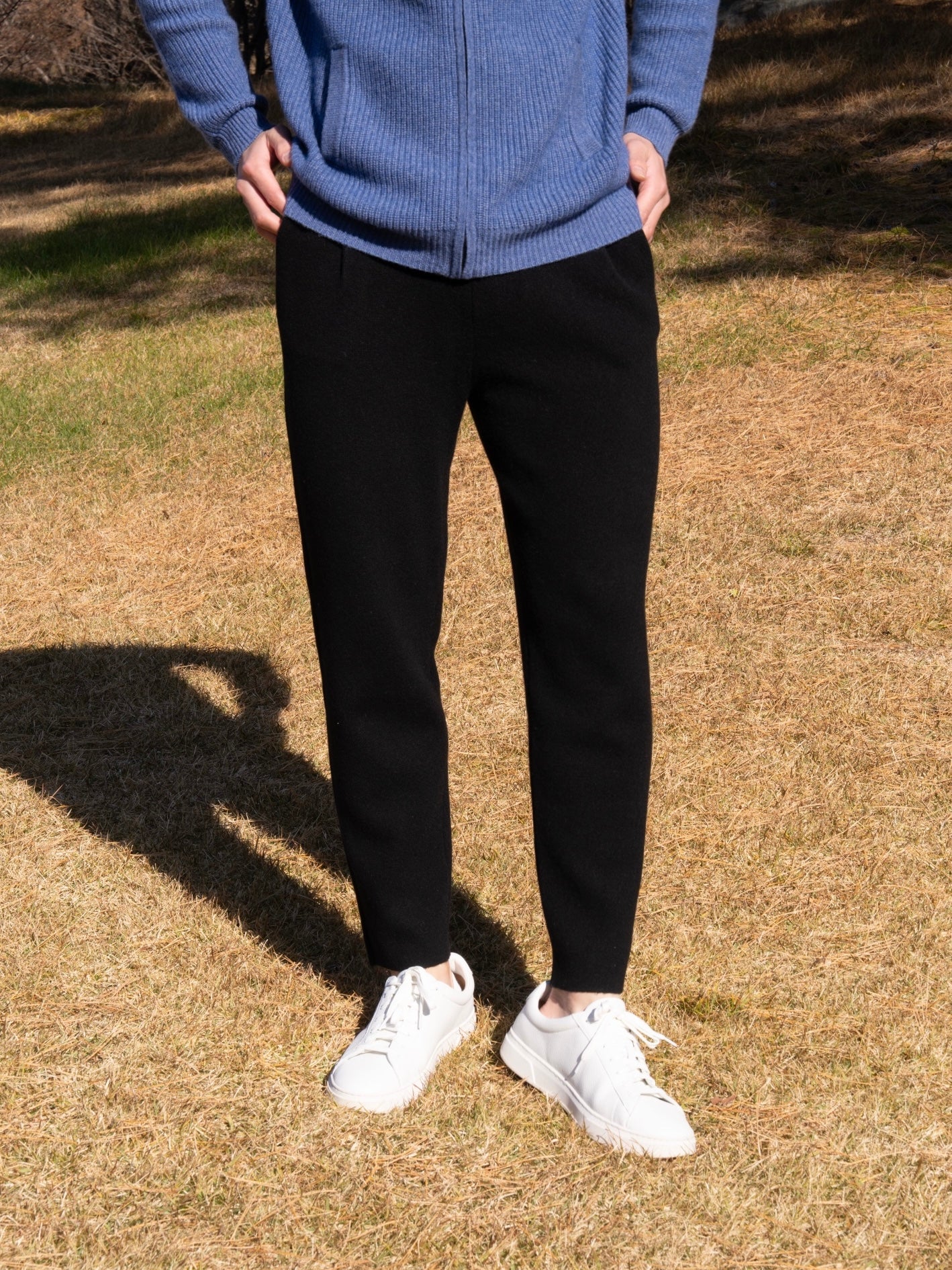 PURE CASHMERE WOOL BLEND PINTUCK PANTS